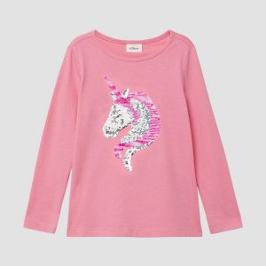 Langarm-Jersey-Shirt mit Pailletten im A-Shape