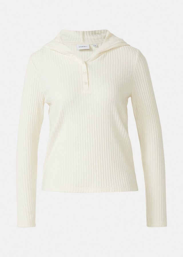 Weiches Rippshirt mit Kapuze
