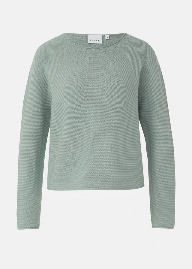Strukturierter Strickpullover mit Rollsaum