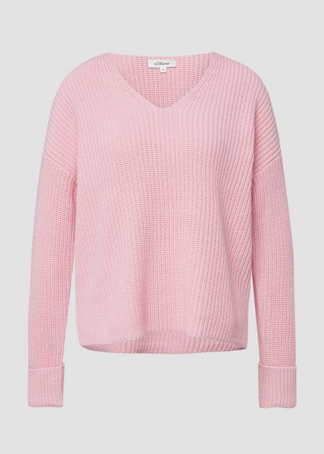 Grobstrickpullover mit V-Ausschnitt im Relaxed Fit