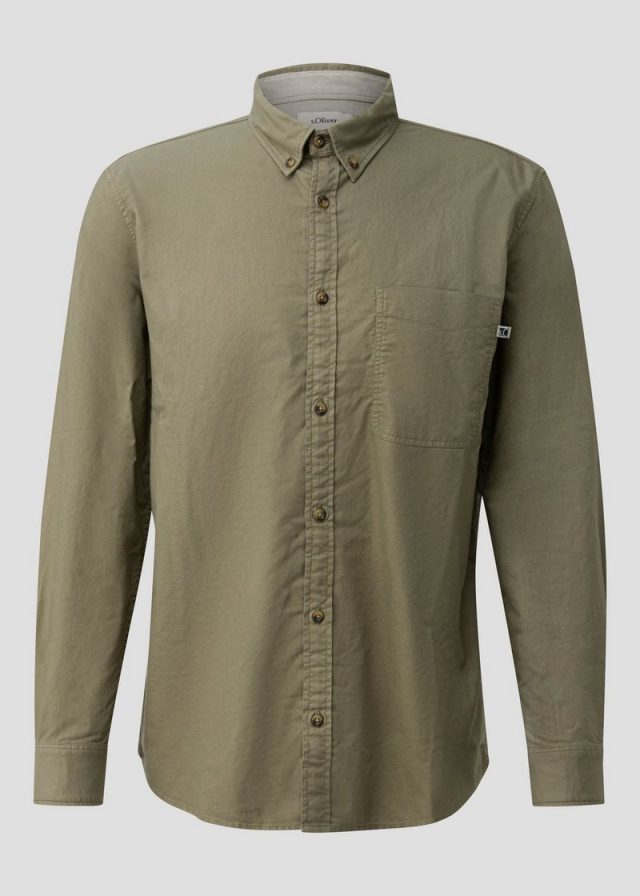 Regular Fit: Langarmhemd mit Garment Dye und Button-Down-Kragen