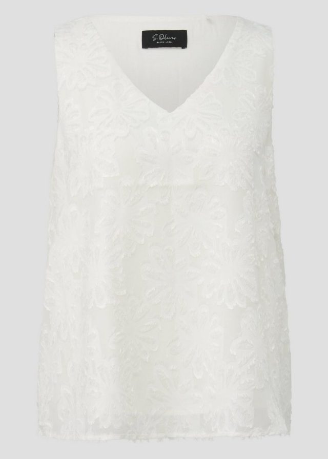 Ärmellose Chiffon-Bluse mit V-Ausschnitt und floralem Muster