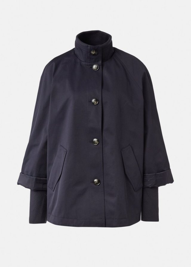 Cape-Jacke mit Stehkragen und Rippbündchen