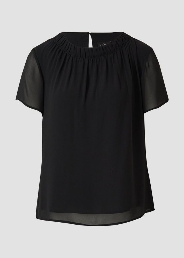 Luftige Chiffon-Bluse mit gesteppter Raffung