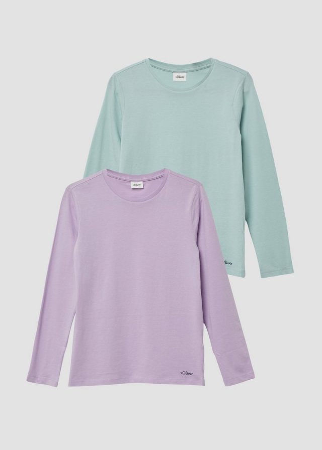 Unisex Longsleeves aus Baumwolle im Doppelpack