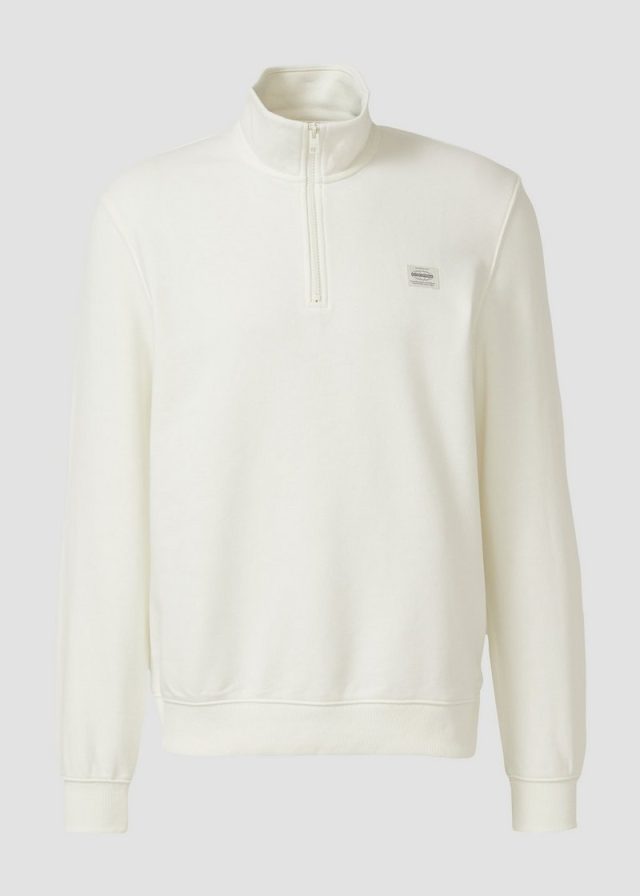 Sweatshirt mit Troyer-Kragen und Logo-Patch