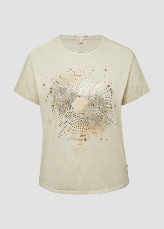 T-Shirt mit Frontprint im Loose Fit und Fledermausärmeln