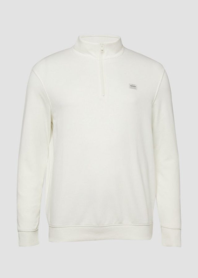 Sweatshirt mit Troyer-Kragen und Logo-Patch