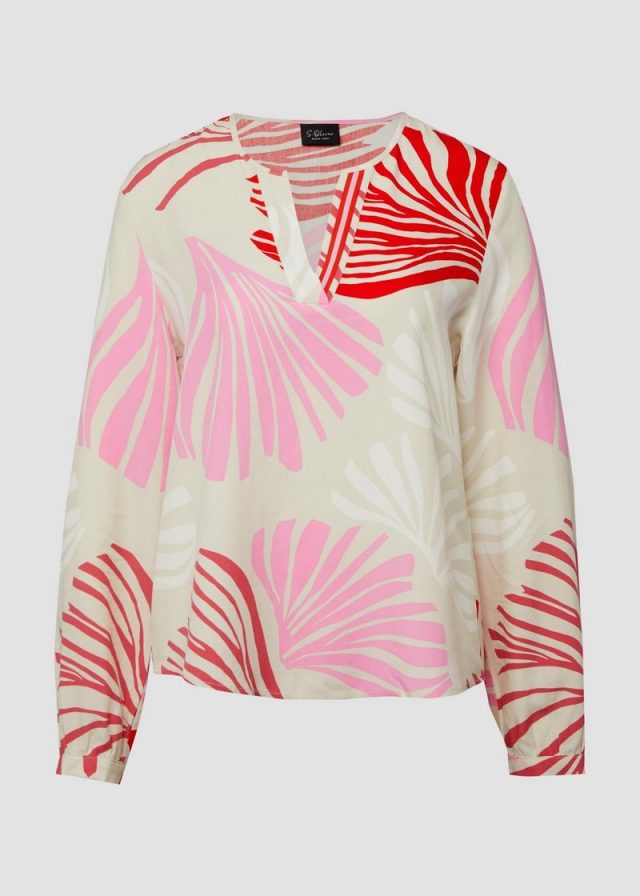 Bluse mit Tunika-Ausschnitt und All-over-Print