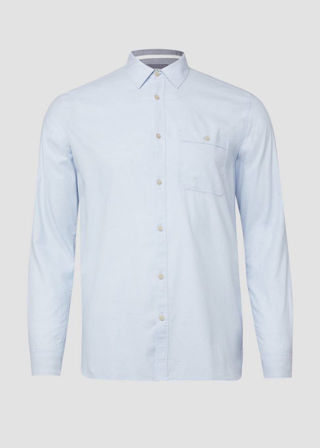 Regular Fit: Gemustertes Langarmhemd mit Kentkragen