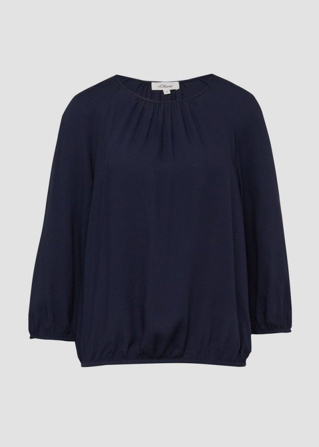 Strukturierte Viskose-Bluse mit Raff-Details