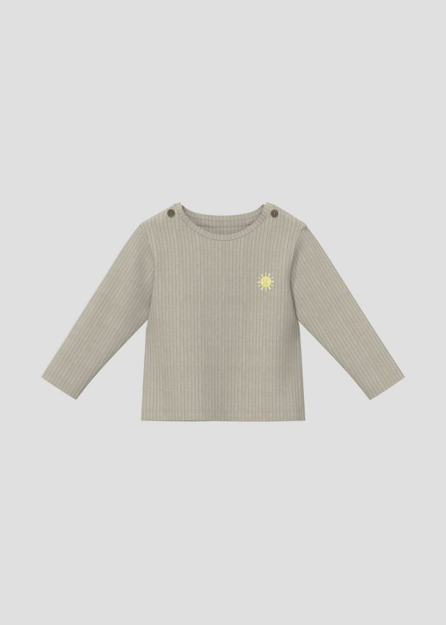 Unisex Langarm-Shirt mit Rippstruktur und Stickerei